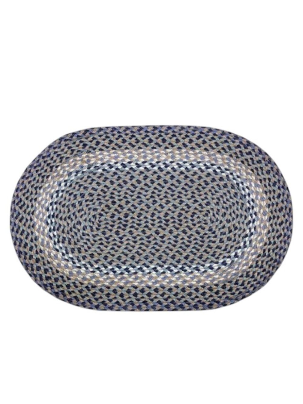 Blue and Natural Oval Braided Rug 20 x 30